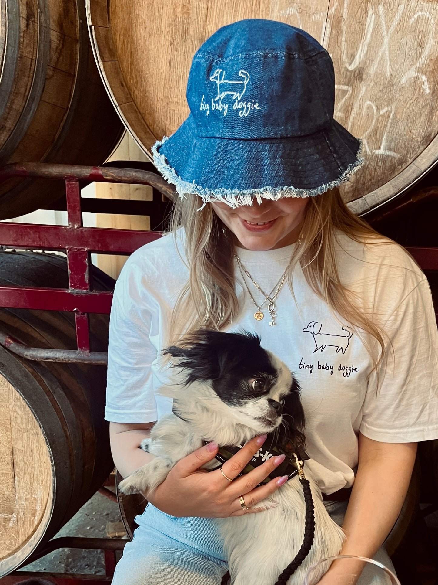 Tiny Baby Doggie embroidered adult tee
